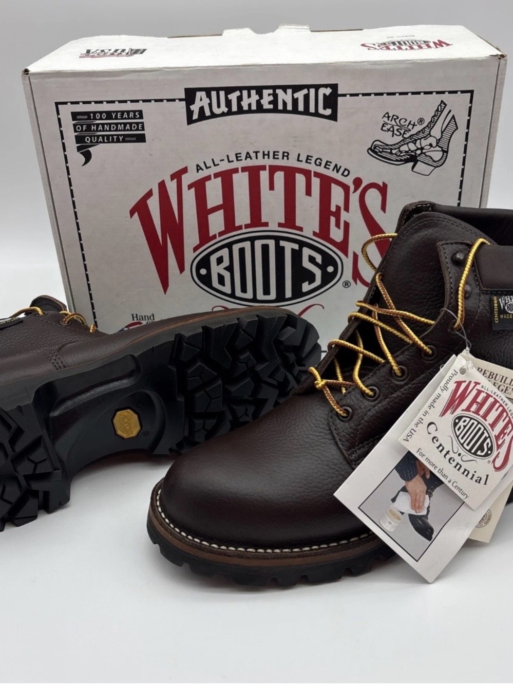 White's Boots Men's Dark Brown Leather Moc-Toe Work Boots